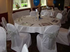 Pyewipe Inn, White Chair Cover Silver Organza Sash